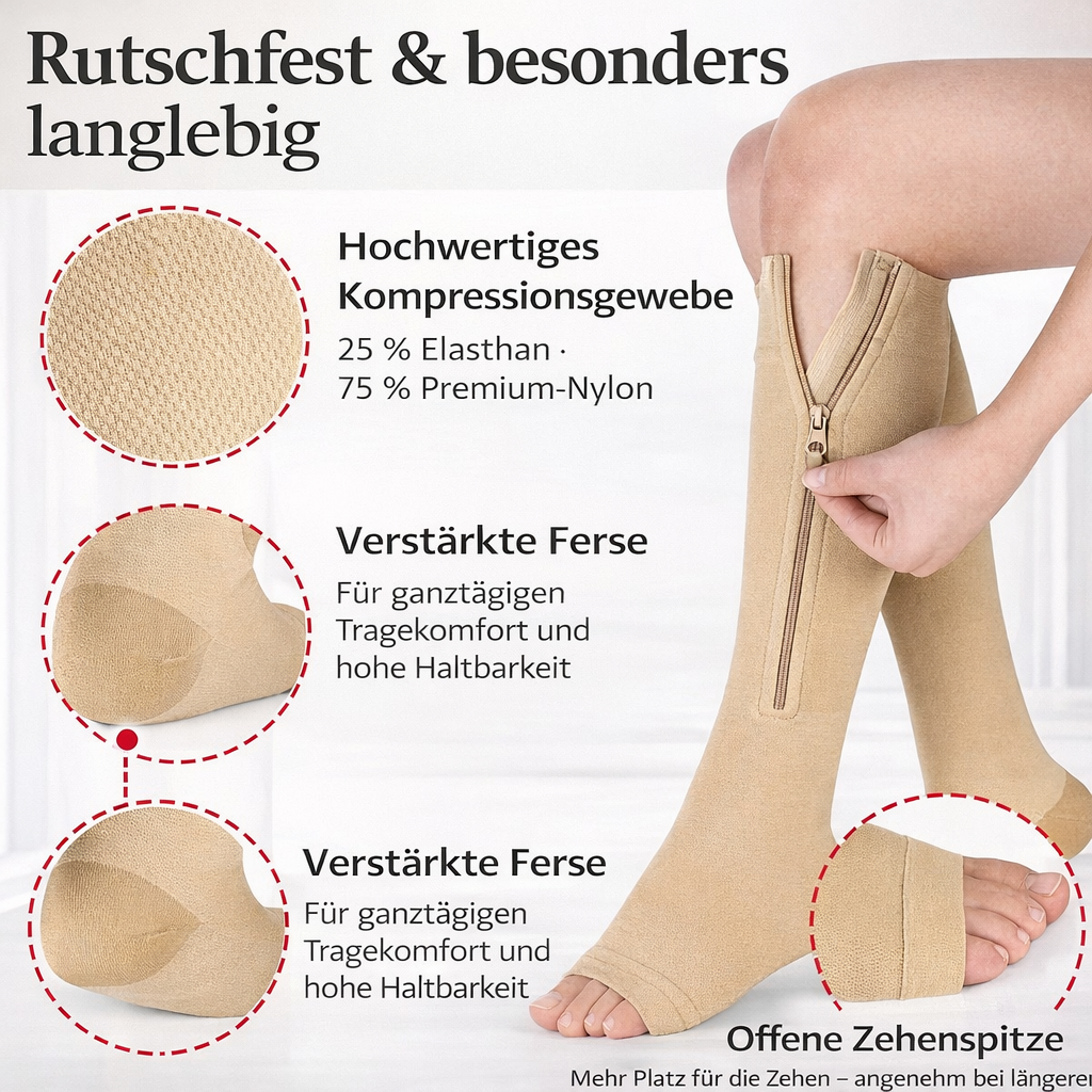 VenoVital® EasyZip – Der Premium Kompressionsstrumpf mit Reißverschluss (Das Original)