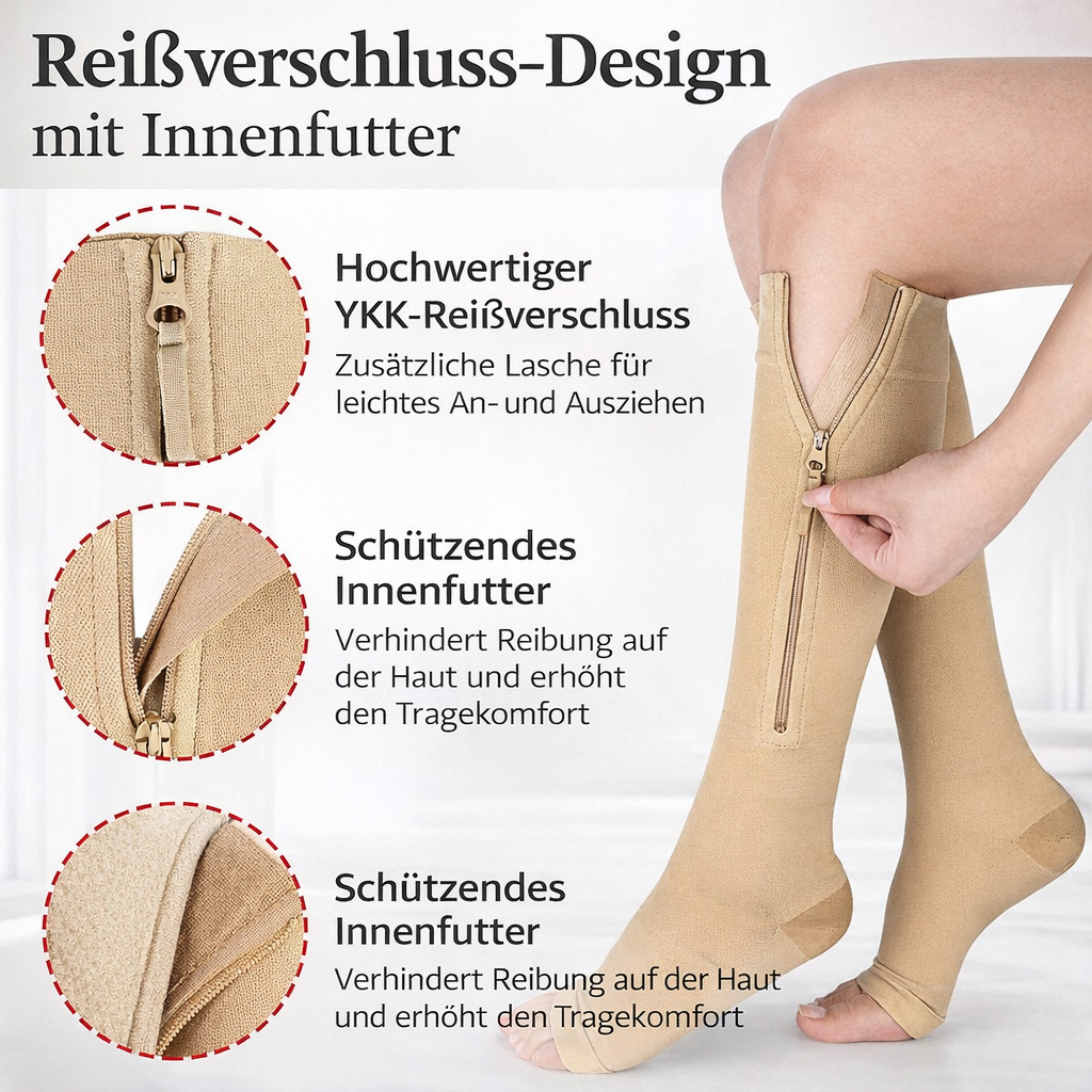 VenoVital® EasyZip – Der Premium Kompressionsstrumpf mit Reißverschluss (Das Original)